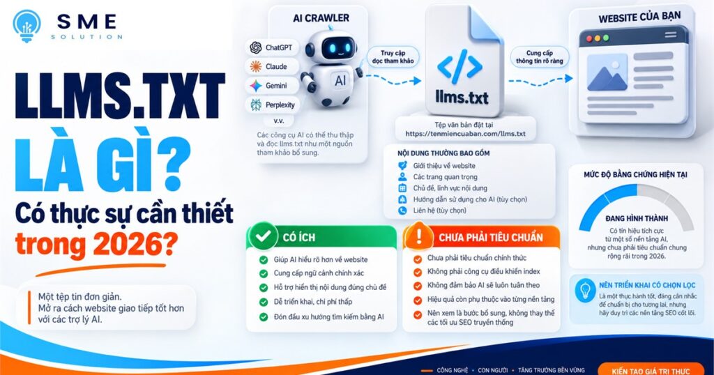 Vai trò và giới hạn của file llms.txt đối với AI crawler