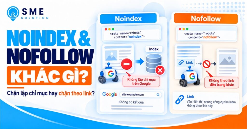 So sánh Noindex và Nofollow trong lập chỉ mục và theo liên kết