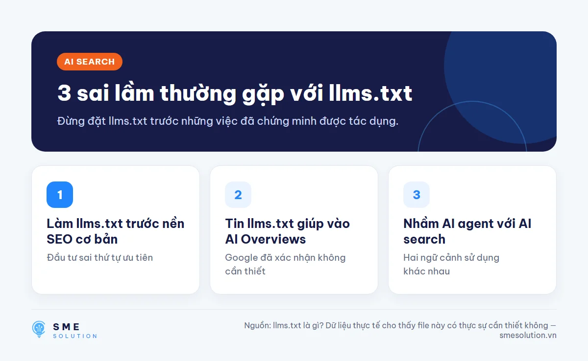 3 sai lầm thường gặp với llms.txt