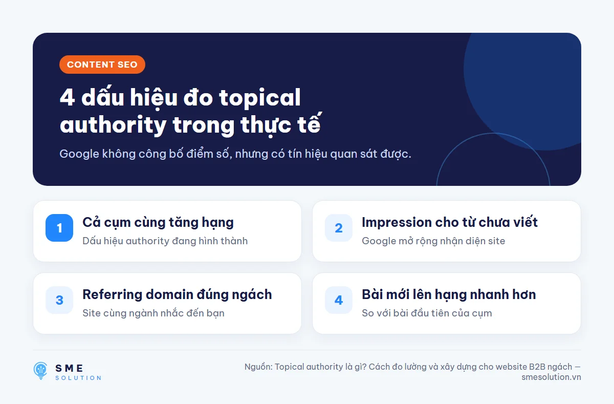 4 dấu hiệu đo topical authority trong thực tế